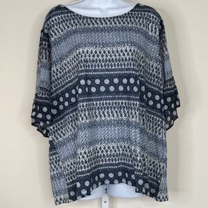 Lucky Brand Women's Top 2X Bohemian Doleman Flutter Sleeve ‎ Blouse